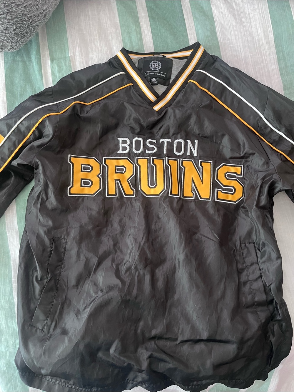 NHL Boston Bruins Black and Gold Pullover Windbreaker
